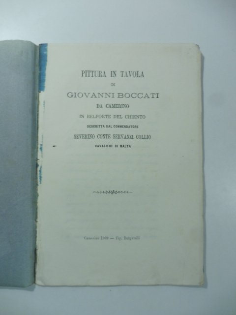Pittura in tavola di Giovanni Boccati da Camerino in Belforte …