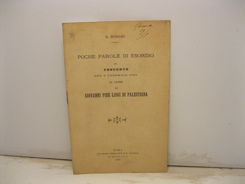 Poche parole di esordio al concerto del 2 febbraio 1895 …