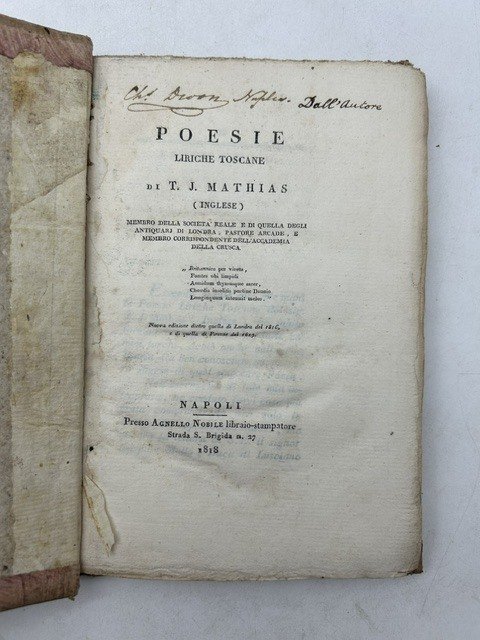 Poesie liriche toscane ... Nuova edizione dietro quella di Londra … | Immagine principale
