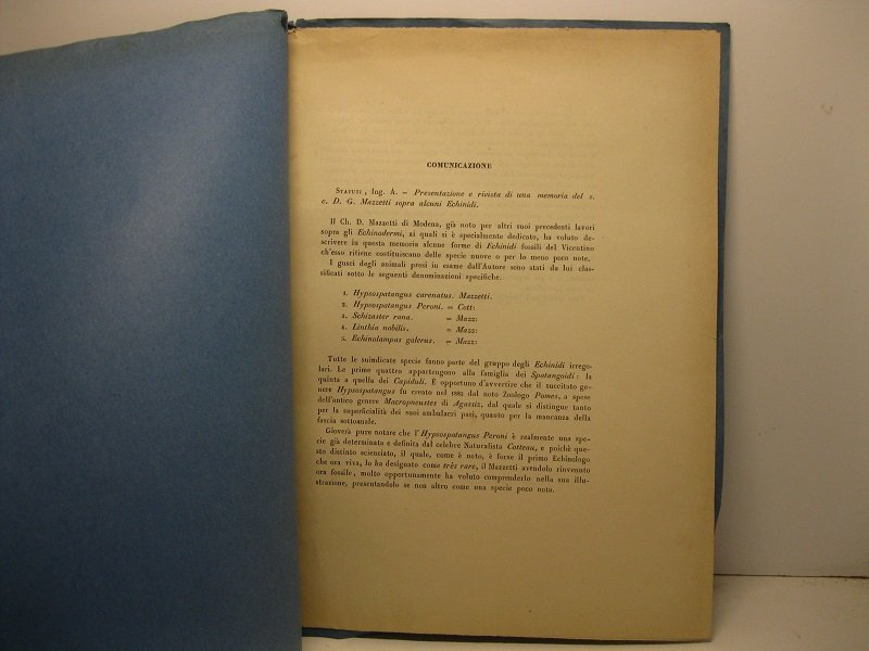 Presentazione e rivista di una memoria del s.c. D.G. Mazzetti …