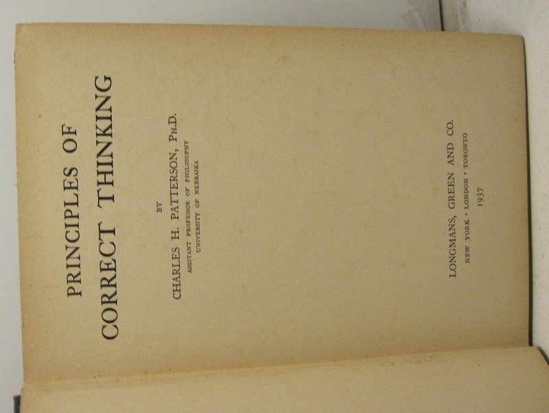 Principles of correct thinking, by Charles H. Patterson, Ph. D. …