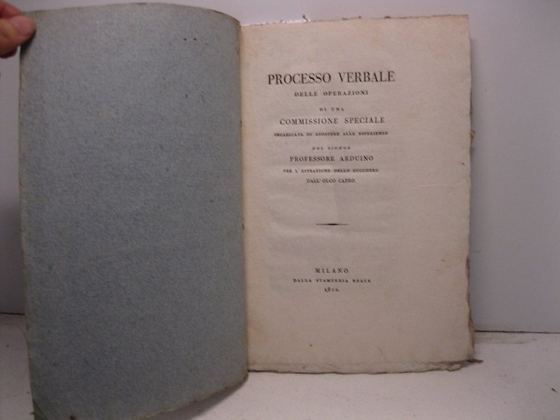 Processo verbale delle operazioni di una commissione speciale incaricata di …