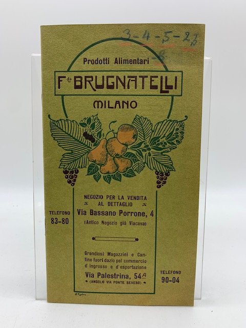 Prodotti alimentari Fedinando Brugnatelli, Milano. Catalogo
