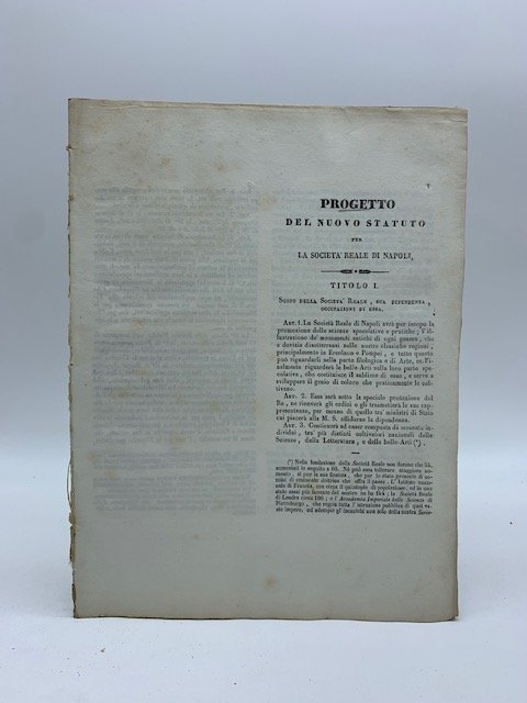 Progetto del nuovo statuto per la Societa' Reale di Napoli