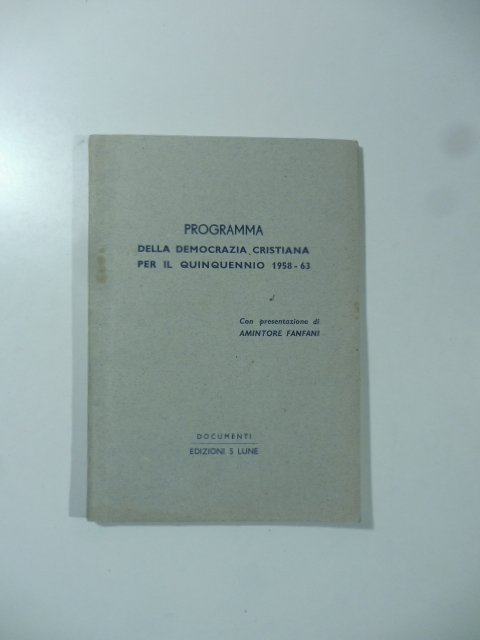 Programma della Democrazia cristiana per il quinquennio 1958-63