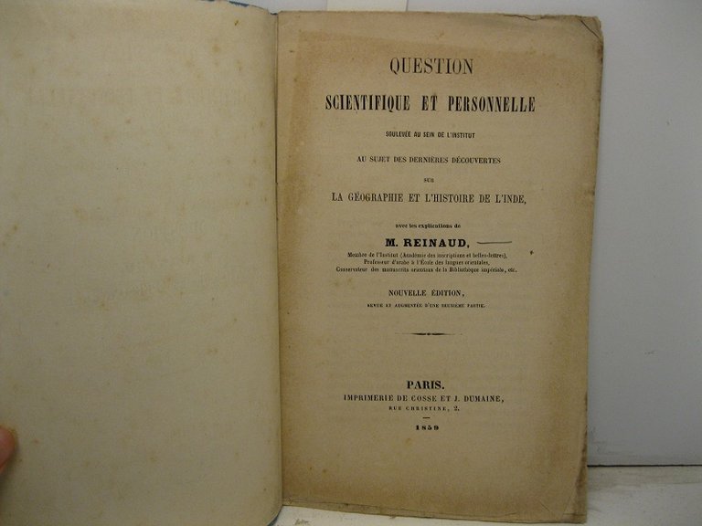 Question scientifique et personnelle soulevee au sein de l'institut au …