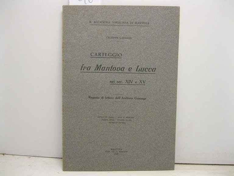 R. Accademia Virgiliana di Mantova. Carteggio fra Mantova e Lucca … | Immagine Gallery 2