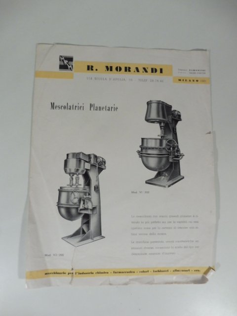 R. Morandi. Mescolatrici planetarie. Pieghevole pubblicitario