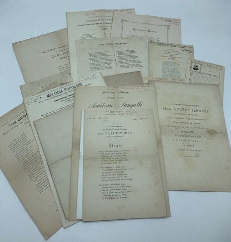 Raccolta di fogli a stampa con versi e poesie d'occasione …