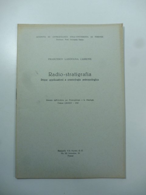 Radio-stratigrafia. Prime applicazioni a craniologia antropologica