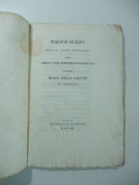 Ragguaglio delle cose notabili nella Chiesa e nel Seminario patriarcale …