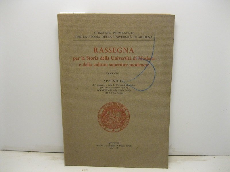 Rassegna per la storia della Universita' di Modena e della …