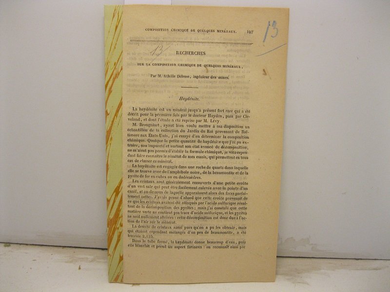 Recherches sur la composition chimique de quelques mineraux. Haydenite