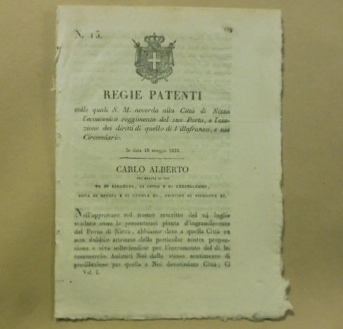 Regie patenti colle quali S.M. accorda alla citta' di Nizza …