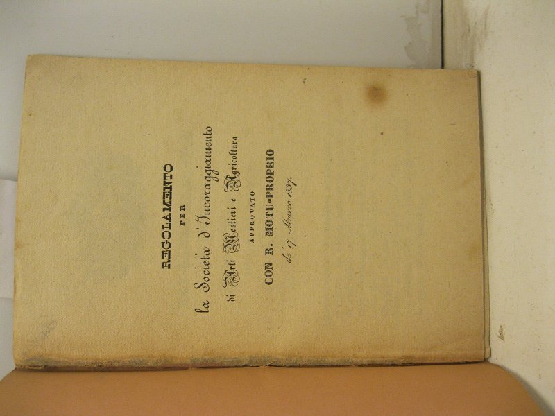 REGOLAMENTO PER LA SCIETa' D'INCORAGGIAMENTO DI ARTI, MESTIERI E AGRICOLTURA …