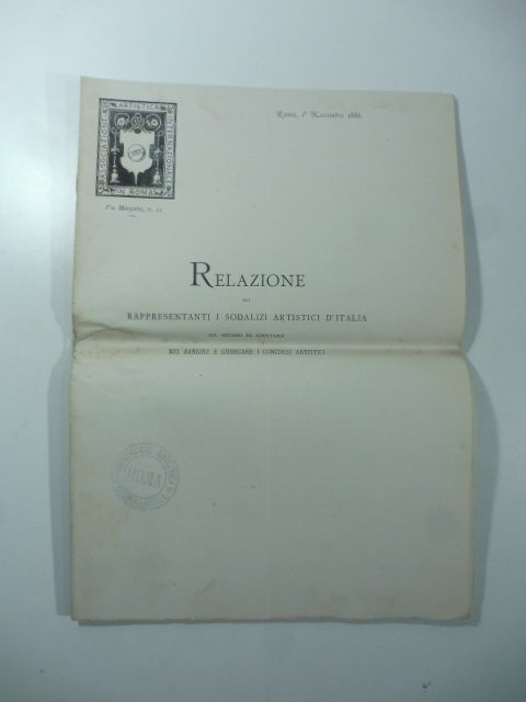 Relazione dei rappresentanti i sodalizi artistici d'Italia sul metodo da …