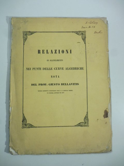 Relazioni di allineamento nei punti delle curve algebriche. Nota
