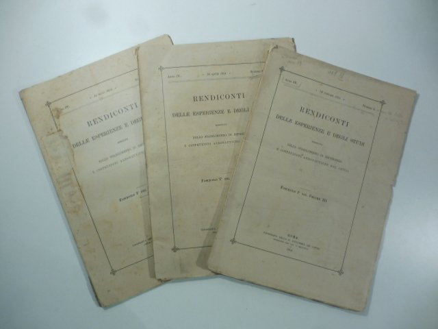 Rendiconti delle esperienze e degli studi eseguiti nello stabilimento di …