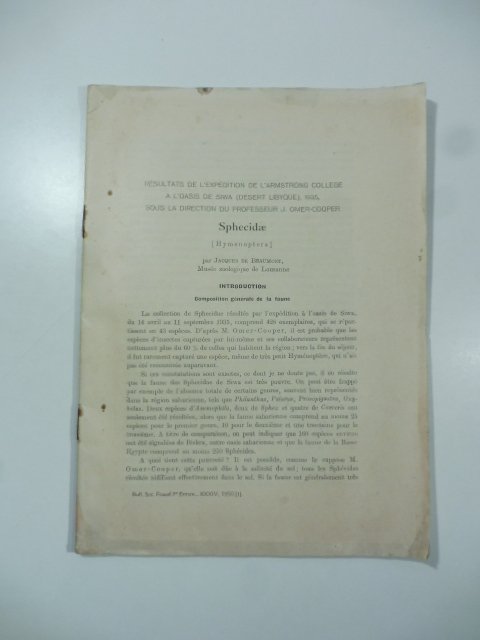 Resultats de l'expedition de l'Armstrong College a l'oasis de Siwa …