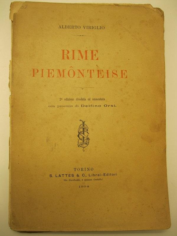 Rime piemonteise 2o edizione riveduta ed aumentata con proemio di …