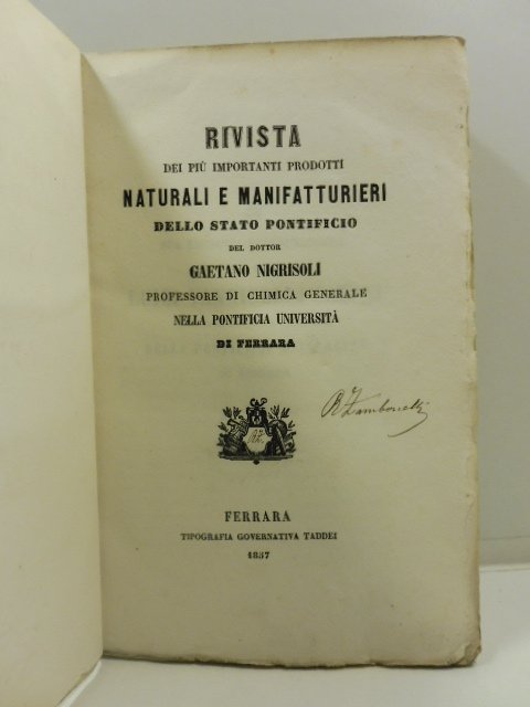 Rivista dei piu' importanti prodotti naturali e manifatturieri dello Stato …