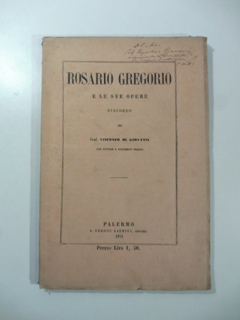 Rosario Gregorio e le sue opere. Discorso