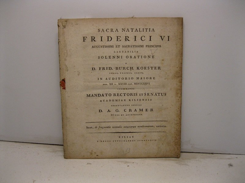 Sacra natalitia Friderici VI augustissimi et sacratissimi principis laetabilia solenni …