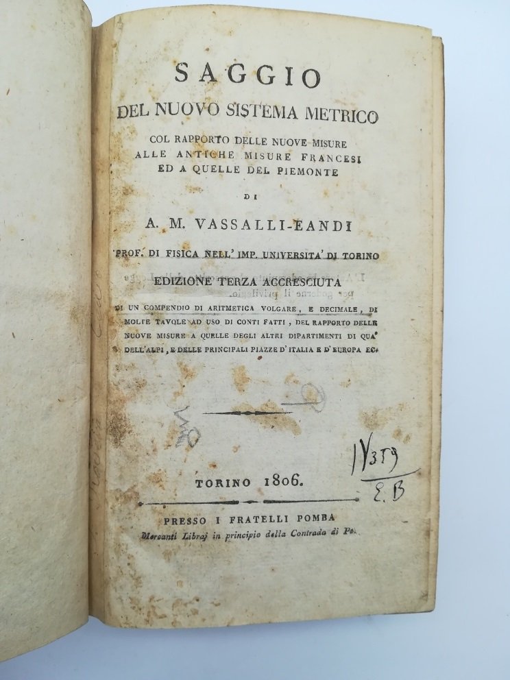 Saggio del nuovo sistema metrico col rapporto delle nuove misure …