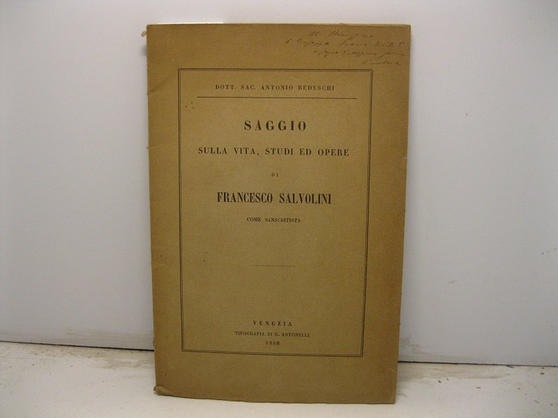 Saggio sulla vita, studi ed opere di Francesco Salvolini come …