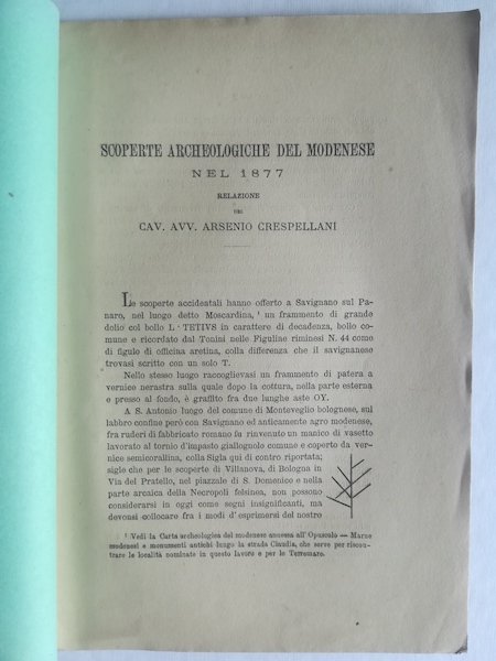 Scoperte archeologiche del Modenese nel 1877. Relazione