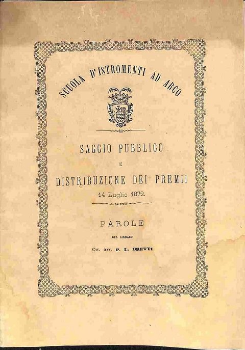 Scuola d'istromenti ad arco. Saggio pubblico e distribuzione dei premi …