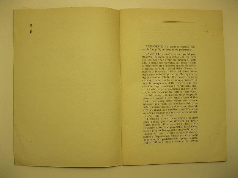 Secondo tempo della politica di sviluppo Discorso pronunciato alla Camera …