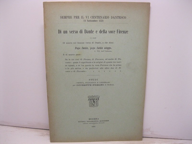 Sempre per il VI centenario dantesco 14 settembre 1321. Di …