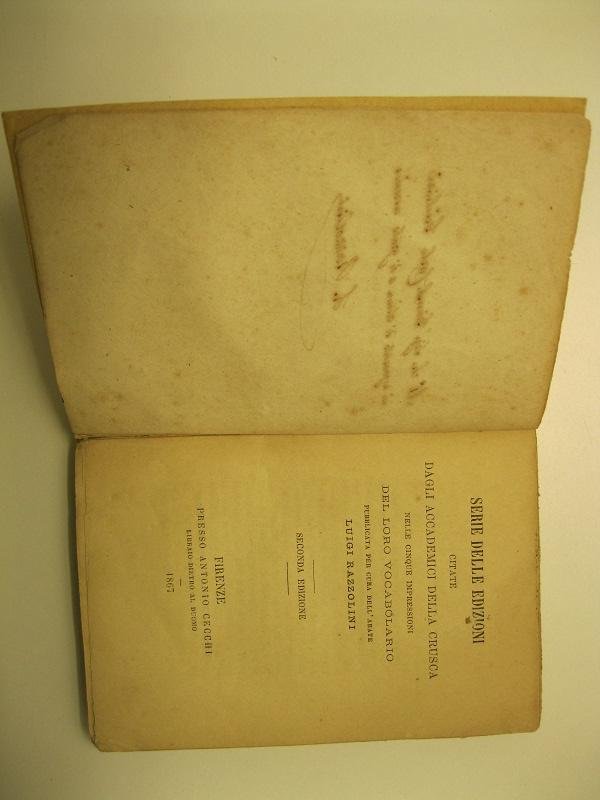 Serie delle edizioni citate dagli accademici della crusca, nelle cinque …