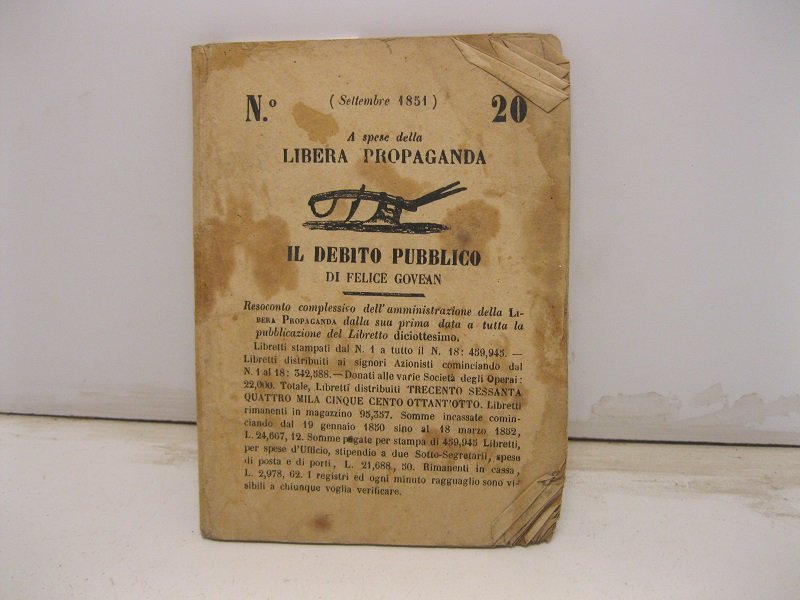 Settembre 1851. A spese della libera propaganda. Il debito pubblico