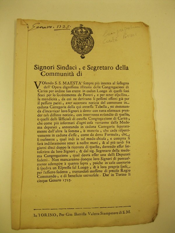 Signori Sindaci e Segretario della Communita' di. volendo S. S. …