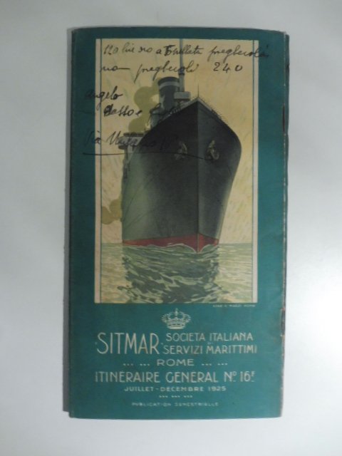 Sitmar. Itineraires, horaires et tarifs. Juillet-Decembre 1925