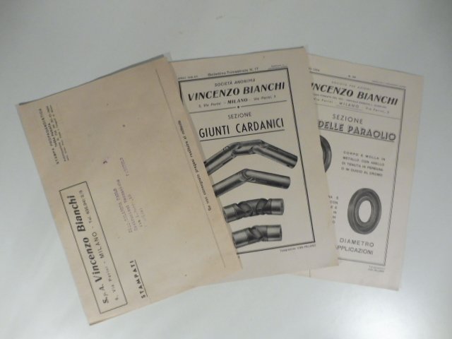Societa' anonima Vincenzo Bianchi. Sezione giunti cardanici; Sezione rondelle paraolio