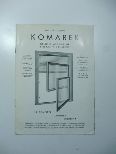 Societa' italiana Komarek. Gelosie avvolgibili serramenti saliscendi. Catalogo