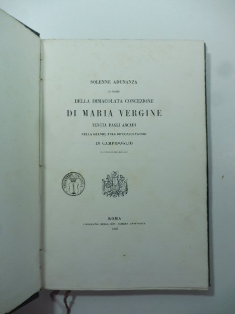 Solenne adunanza in onore della Immacolata Concezione di Maria Vergine …