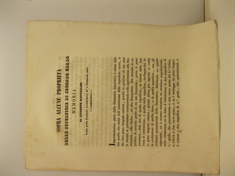 Sopra alcune proprieta' delle superficie di secondo grado. Memoria letta …