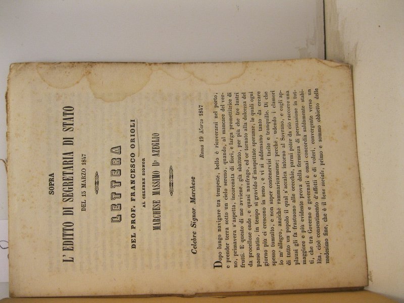 Sopra l'editto di segretaria di stato del 15 marzo 1847. …