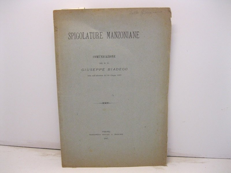 Spigolature manzoniane. Comunicazione letta nell'adunanza del 10 giugno 1897