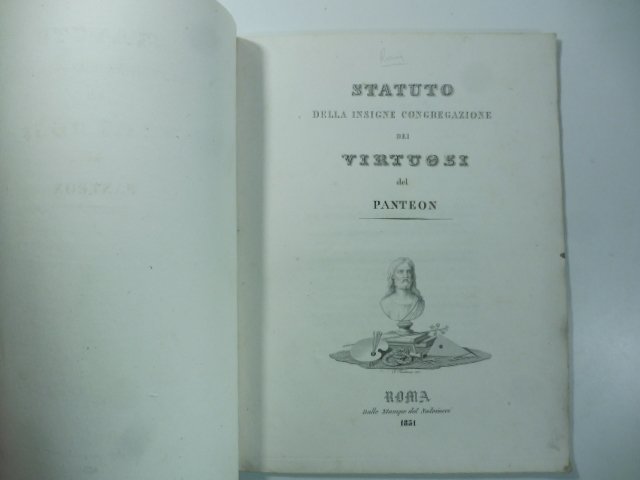 Statuto della insigne congregazione dei virtuosi del Panteon