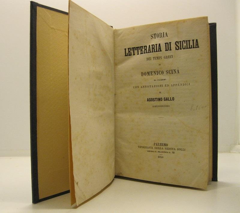 Storia letteraria di Sicilia di Domenico Scina' da Palermo con …