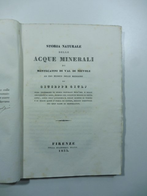 Storia naturale delle acque minerali di Montecatini di Val di …
