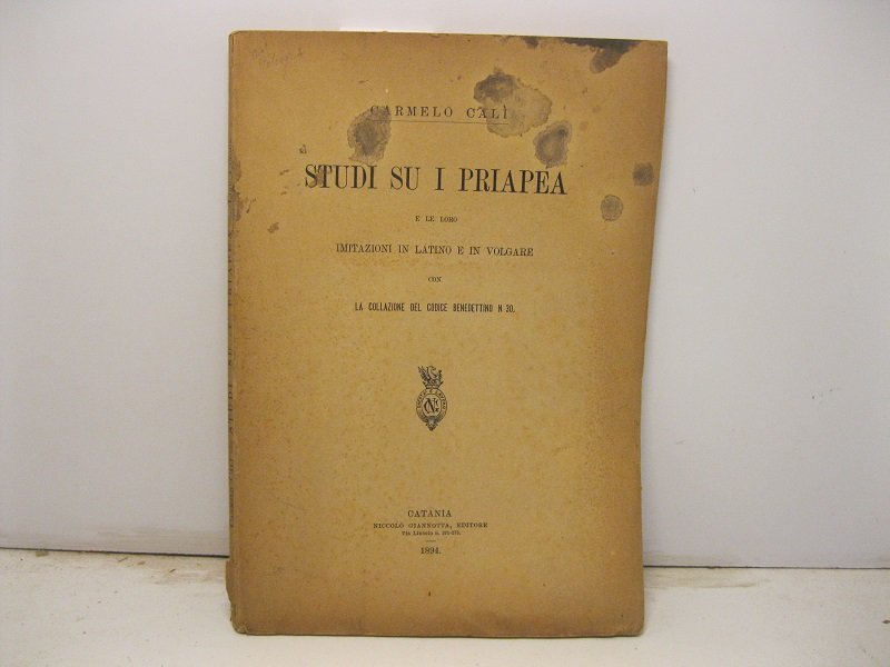 Studi su i priapea e le loro imitazioni in latino …
