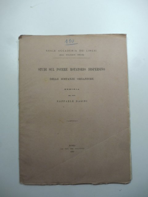 Studi sul potere rotatorio dispersivo delle sostanze organiche. Memoria