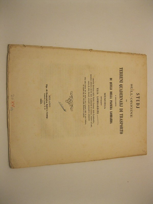 Studj sull'origine dei terreni quadernarj di trasporto e specialmente di …
