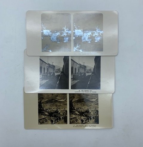 Sud - Amerika. 3 fotografie originali stereoscopiche raffiguranti luoghi del …